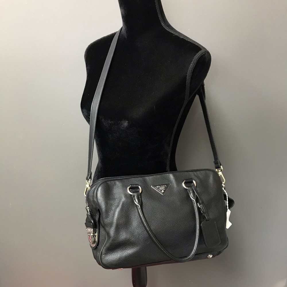 PRADA LEATHER BOSTON BAG BLACK EUC W/ INCLUSIONS ‼️FINAL‼️ - Picture 8 of 8